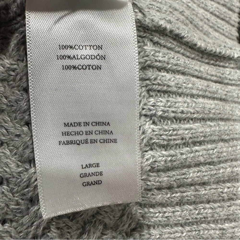 Rails Button Front Shawl Collar Cardigan Large Grey Preppy Heritage GUC READ